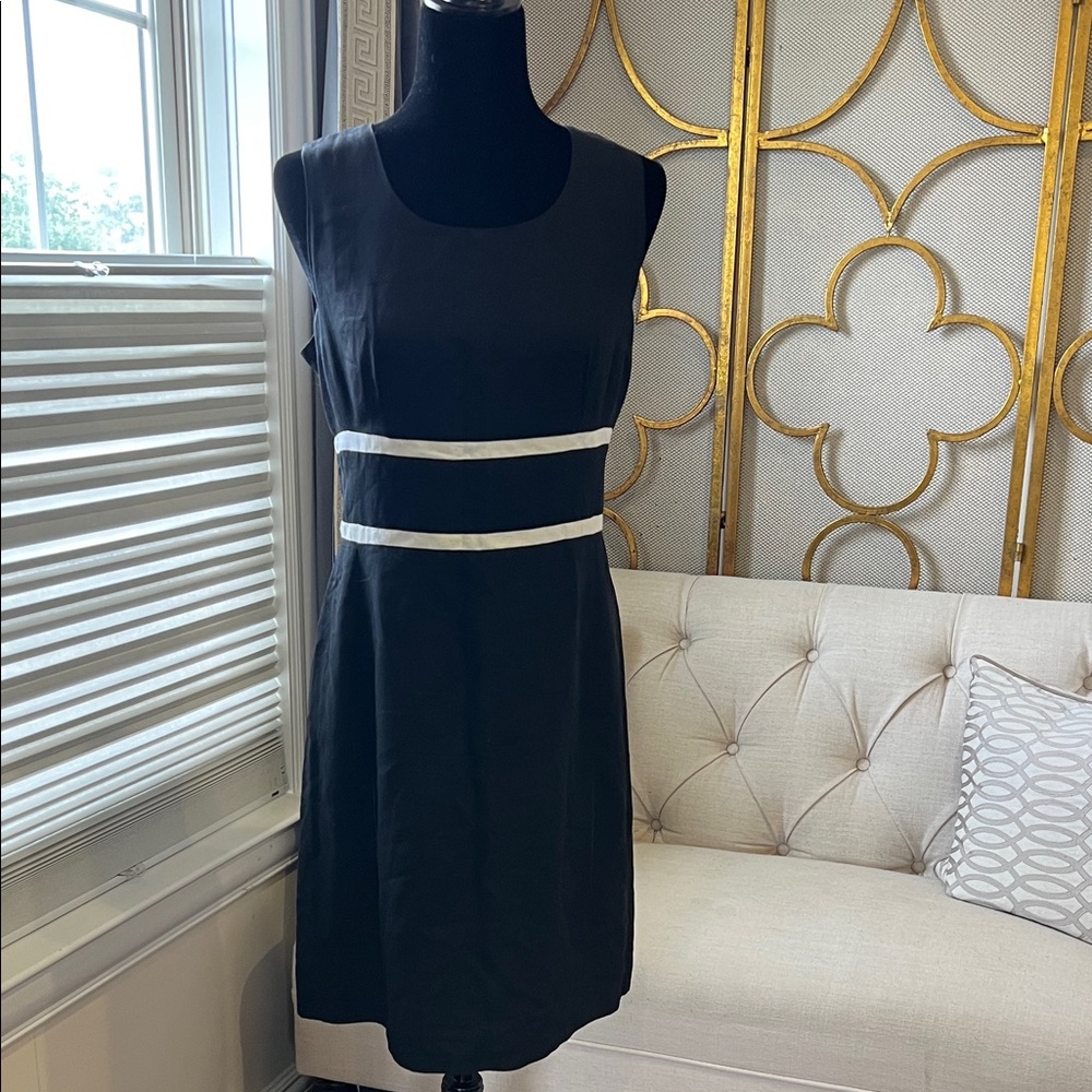 Un Deux Trois Black Dress with White Stripes